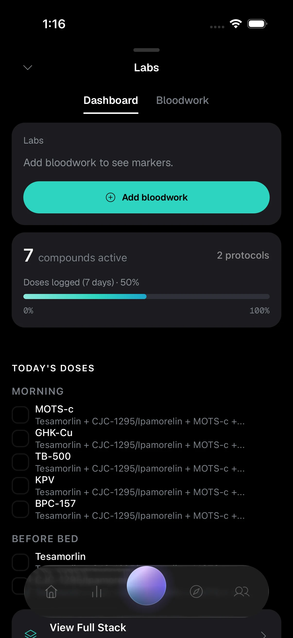 Current BioTrainer app: Lab stack