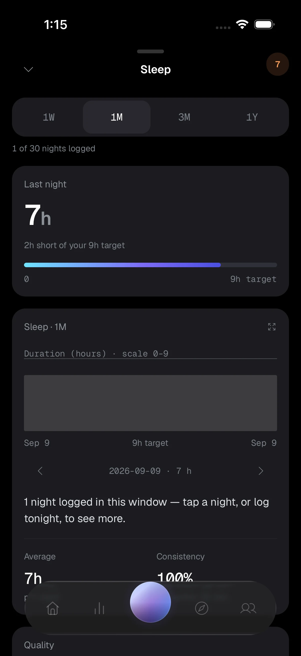 Current BioTrainer app: Sleep